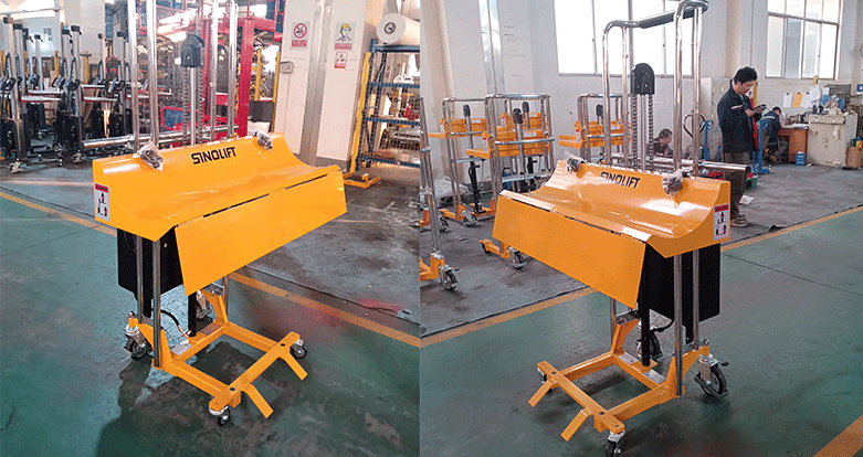 The latest customer's customized Sinolift PFR manual hydraulic roll lifter